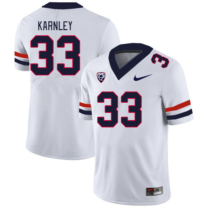 Men #33 Emmanuel Karnley Arizona Wildcats College Football Jerseys Stitched Sale-White - Click Image to Close